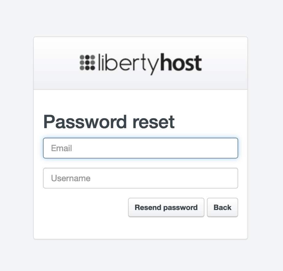 Reset Control Panel Password - LibertyHost